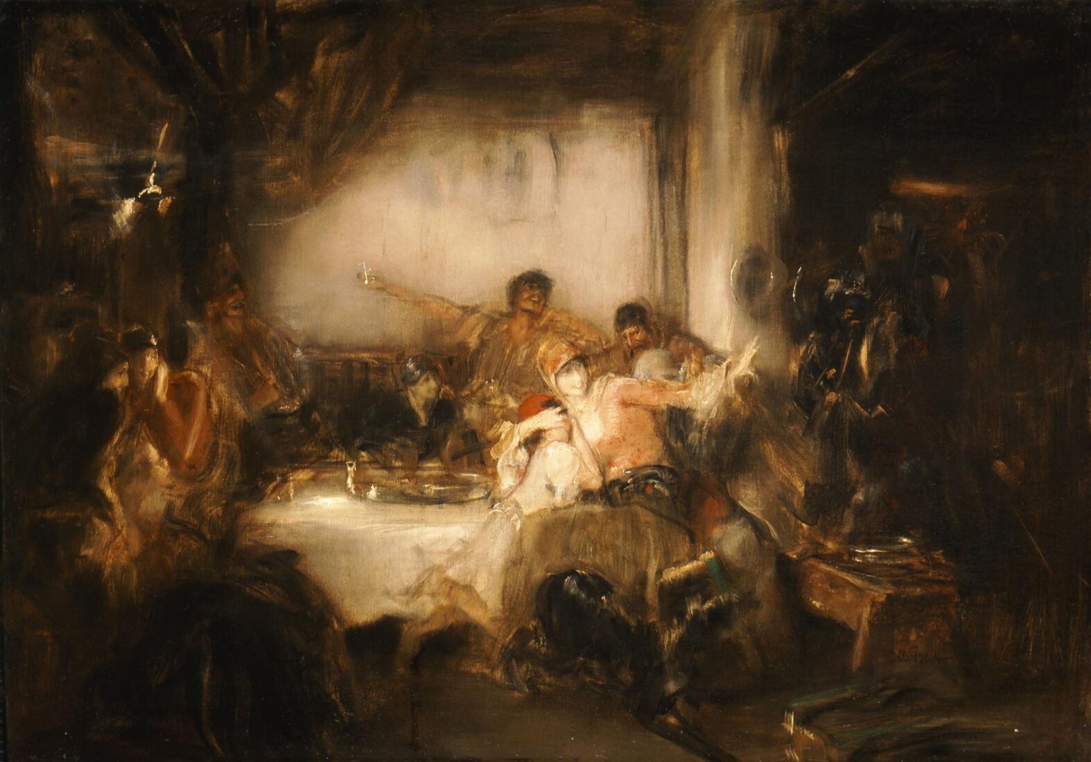 Νικόλαος Γύζης, Αποκριά στην Αθήνα (περ. 1892). Το αποκριάτικο γλέντι αποδίδει με ζωντάνια τα λαϊκά ήθη της πρωτεύουσας και τους τύπους που τα ενσαρκώνουν. Η Εθνική Πινακοθήκη εκθέτει τον πίνακα στην ενότητα της ηθογραφίας, ως χαρακτηριστικό δείγμα της ελληνικής ζωγραφικής της Σχολής του Μονάχου.