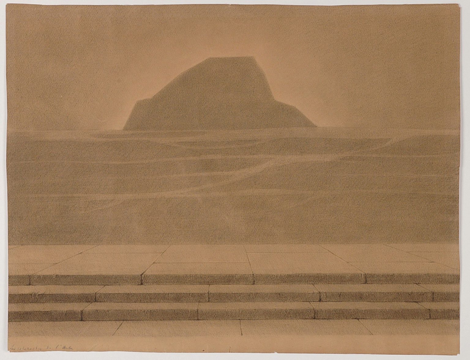 Adolphe Appia, Espace rythmique: Le plongeur [Ρυθμικός χώρος: Ο καταδύτης], περ. 1909. Επίπεδα και όγκοι συγκροτούν μια αφαιρετική αρχιτεκτονική που αποκτά νόημα μόνο μέσα από τη ρυθμική κίνηση του σώματος. Κάρβουνο, γραφίτης και λευκό παστέλ σε χαρτί Canson &amp; Montgolfier, 715 × 743 mm.&nbsp;