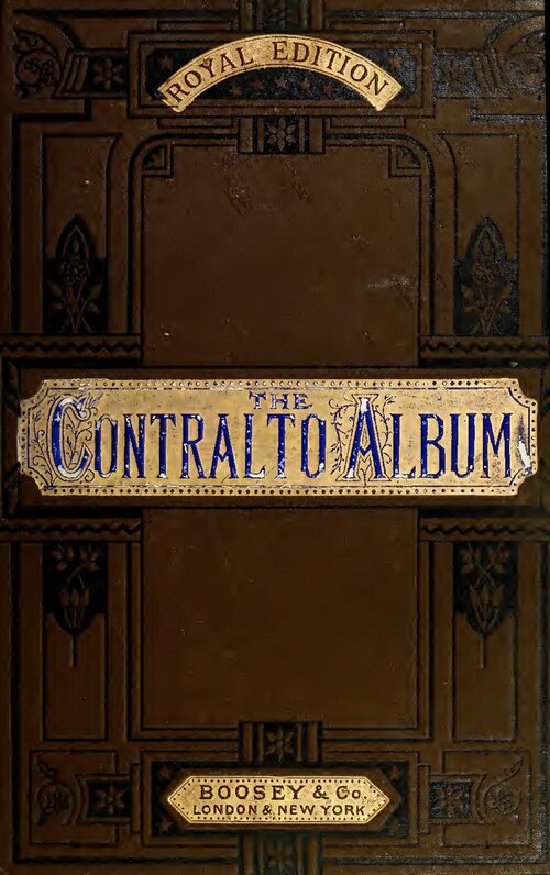Εξώφυλλο της ανθολογίας&nbsp;The Contralto Album: A Collection of 50 Celebrated Songs (in Their Original Keys)&nbsp;(Boosey &amp; Co., Λονδίνο, 1900), σε επιμέλεια [[#Josiah Pittman [Τζοσάια Πίττμαν]#]]. Η συλλογή πενήντα αριών από τις σημαντικότερες όπερες του ρεπερτορίου, μεταγραμμένων για κοντράλτο στις πρωτότυπες τονικότητές τους, αντανακλά τη δισκογραφική και εκδοτική πρακτική του 19ου αιώνα, κατά την οποία η άρια ήταν δυνατόν να αποσπαστεί από το οπερατικό σύνολο και να κυκλοφορήσει αυτόνομα ως ανεξάρτητο φωνητικό κομμάτι.