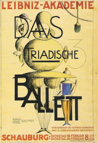 Αφίσα με σχέδια κοστουμιών του Oskar Schlemmer για μη πραγματοποιηθείσες παραστάσεις του Τριαδικού Μπαλέτου, Leibniz-Akademie, Ανόβερο, 1924