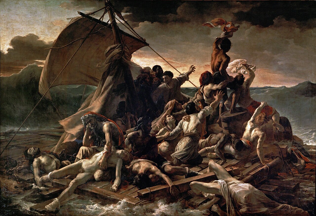 [[#Théodore Géricault#]] [[#[Τεοντόρ Ζερικώ]#]], Le Radeau de la Méduse [Η σχεδία της Μέδουσας], 1818 – 1819, ελαιογραφία, Musée du Louvre. Ο πίνακας απεικονίζει τους επιζώντες του ναυαγίου της φρεγάτας Méduse (1816), ένα σύγχρονο γεγονός που προκάλεσε πολιτικό σκάνδαλο. Η μνημειώδης κλίμακα, η πυραμιδική σύνθεση και η απεικόνιση του πόνου και της απόγνωσης κατέστησαν το έργο μανιφέστο της ζωγραφικής του ρομαντισμού. 
