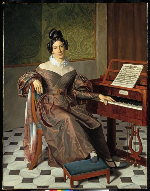 Η prima donna assoluta [[#Isabella Colbrán [Ιζαμπέλλα Κολμπράν]#]], (1785-1845) υπήρξε κυρίαρχη Ιταλίδα υψίφωνος της εποχής της, καταξιωμένη για το&nbsp;φωνητικό εύρος&nbsp;και την&nbsp;εκφραστικότητά&nbsp;της στο&nbsp;ρεπερτόριο&nbsp;της Σχολής του&nbsp;μπελκάντο. Πορτρέτο του [[#Johann Baptist Reiter [Γιόχαν Μπάπτιστ Ράιτερ]#]] (c. 1835).