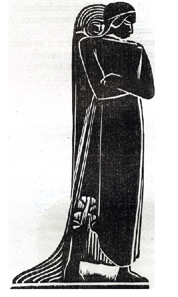 «Άμλετ και Δαίμων», ξυλογραφία του Craig (The Cranach Press Hamlet, 1930) για την παράσταση Άμλετ του [[#William Shakespeare [Ουίλλιαμ Σαίξπηρ]#]] στο [[#Θέατρο Τέχνης της Μόσχας [Moscow Art Theatre]#]] το 1912. Το πρότυπο περιλαμβάνεται στη συλλογή δισδιάστατων και ενίοτε αρθρωτών φιγουρών που έγιναν γνωστές ως "Black figures", τις οποίες αξιοποίησε ο Craig στο πλαίσιο των πειραματισμών του για το θέατρο της υπερ-μαριονέτας. 